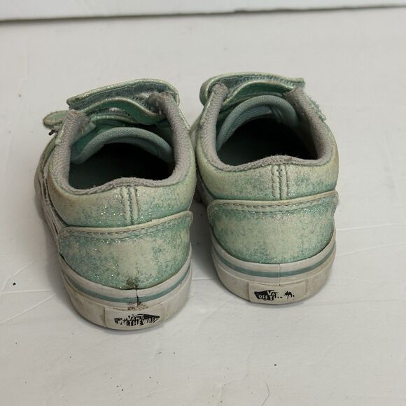Vans Old Skool V Blue Green Glitter Skate Shoe Toddler Size 5 - Play Condition - Picture 5 of 8